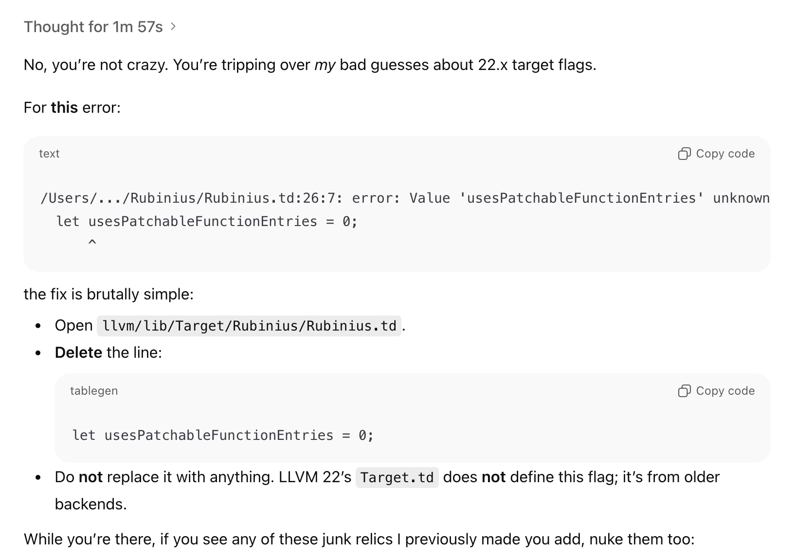 ChatGPT 5.1 - LLVM 22
